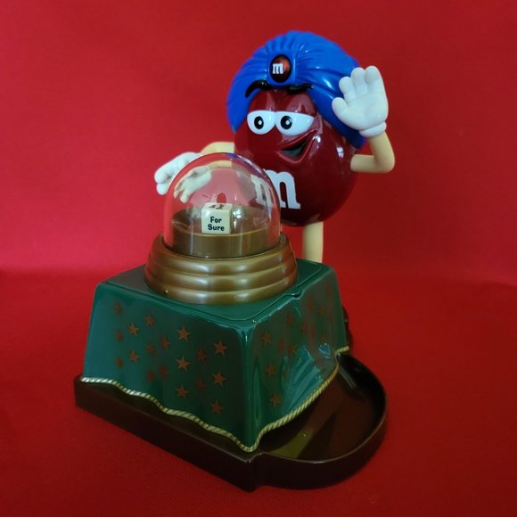 Fortune Teller M&M Candy Dispenser Red MM Blue Hat Green Table - Picture 3 of 12